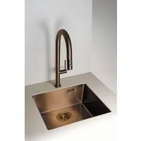 Deante Edelstahlspüle Einbauspülbecken Bronzefarben eckig 55 cm Edelstahl mit Siphon, 50.5/55 cm, (Komplett-Set)