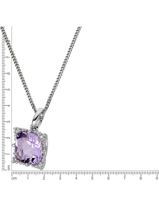 Orolino Halskette Gold 585 mit 4 natürlichen Brillanten zus. 0,04ct. und echtem Amethyst