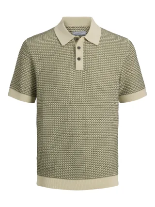 JACK&JONES - JPRBLUKINGSLEY KNIT POLO SS LN Martini Olive - Gr. - S
