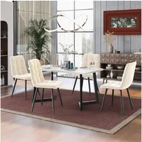 Flieks Essgruppe, (5-tlg), Esstisch mit 4 Stühlen Set Küchetisch Esszimmerstuhl, Metallbeine
