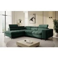 thematys Ecksofa SORANO mit Schlaffunktion & Bettkasten – L-Form, Bouclé und Velours, - mit verstellbaren Kopfstützen, – L-Form 270×203 cm – Schlafsofa mit Auszug, – L-Form 270×203 cm – Schlafsofa mit Auszug