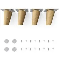 sossai® Möbelfuß Holzfüße Rund schräge Ausführung - Eiche, (4-St), 8cm - 71cm