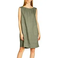 Caspar Sommerkleid SKL017 lässiges knielanges Damen Sommer Leinenkleid Luftig leicht, figurumspielende Form, mit seitlichem Jersey-Einsatz