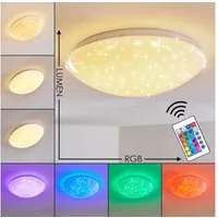 hofstein Deckenleuchte »Melle« runde Deckenlampe mit Glitzer-Effekt, 3000 Kelvin, RGB Farbwechsler, 900 Lumen,Badezimmerlampe, Sternenhimmeloptik, IP44