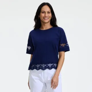 Flammgarn-Shirt mit Bordüren für Damen in Petite-Größe, Damen, size: petite, Rot, Baumwolle, by Lands' End