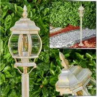 hofstein Außen-Stehlampe »Meyen« Außenleuchte, Aluguss in Weiß/Gold mit Kunststoff-Scheiben, ohne Leuchtmittel, Stehleuchte 120cm, E27, IP44