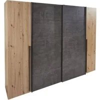 FORTE Kleiderschrank Narago, Kombischrank, Paneele wechselbar (B/H/T ca. 270/210/61cm) Kombination aus Schwebetüren mit seitlichen Drehtüren, Made in Europe