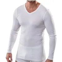 HERMKO Unterziehshirt 164680 Herren langarm Shirt mit V-Ausschnitt aus Baumwolle / Modal