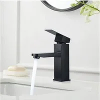 DESFAU Waschtischarmatur waschbecken Wasserhahn Bad Badarmatur Armatur Mischbatterie waschtischarmatur bad,waschtischarmatur für aufsatzbecken,Schwarz