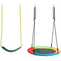 COSTWAY Doppelschaukel, (1-tlg), 2er Set Kinderschaukel, Nestschaukel, bis 150 kg belastbar