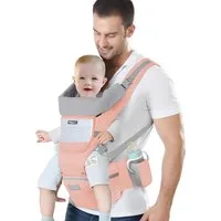 Athlix Bauchtrage Babytrage mit abnehmbarem Hüftsitz atmungsaktiv Komfort, 3-36 Monate, 3-20 kg, Atmungsaktive reine Baumwolle, Komforttrage