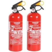 EXDINGER Pulver-Feuerlöscher 2 x Autofeuerlöscher Pulver mit Manometer GP-1X ABC 1 kg mit Halterung, Dauerdruck, ABC-Pulver, (2-St) Dauerdrucklöscher, Sicherungskeil, mehrfach befüllbar