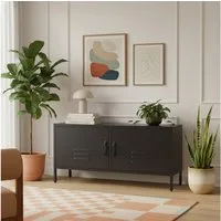 skølm Lowboard Atria aus Metall (Schwarz), Metallkommode mit 4 Fächern & 2 Türen, 55x38x105cm (HxTxB)