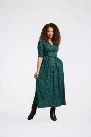 Sonia V-Ausschnitt Wickelkleid - Leopard