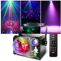 Blossom Discolicht 4 Multi-Effect-Light mit 65 Lichteffekten, RGB, UV, Stroboskop, LED Discolicht Musiksteuerung, Fernbedienung, USB-Kabel