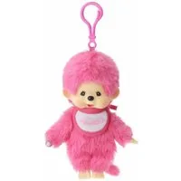 Monchhichi Plüschfigur Junge Neon-Rosa 13 cm Taschen-Anhänger Monchhichi Sekiguchi