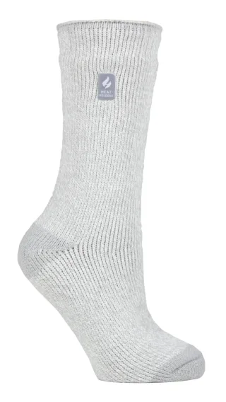 Heat Holders Lite - Womens isoliert thermische Socken | Mehrere Designs einschließlich Argyle Streifen Herzen Sterne | Warme Socken für den Winter - Silver Grey (Venice)