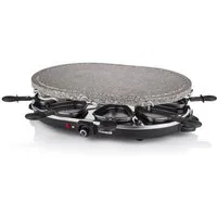 PRINCESS Raclette Princess 162720 Ovalsteingrill und Raclette-Set – 8 Personen, 8 Raclettepfännchen, 8 Personen, BPA und PFAS-frei