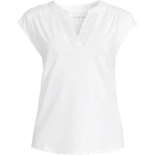 Baumwolle/Modal-Shirt mit Lochstickerei, Damen,  Weiß, Elasthan/Baumwoll-Mischung/Baumwolle Modal, by Lands' End