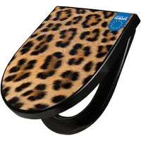 banjado WC-Sitz Premium D-Form mit Absenkautomatik Motiv Leopardenfell (umweltfreundliches Material, Softclose Absenkautomatik), 45 x 36,4 x 4