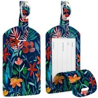 Fintie Gepäckanhänger Kofferanhänger aus Kunstleder, Gepäckanhänger ID Etikett (2 Stück) mit Adressschild Namenschild für Reisetasche Koffer