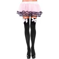 Leg Avenue Overknees Halterlose Strümpfe mit großer Schleife schwarz-ro Sinnlich verführerisches Accessoire, das Stil und Eleganz vereint
