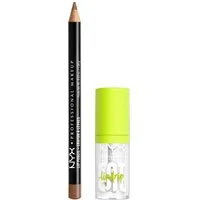 NYX PROFESSIONAL MAKEUP Schmink-Set Slim Lip Pencil + Fat Oil Lip Drip, Butterweicher Lipliner, glänzender Lipgloss, langanhaltenden Glanz.