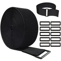 FELIXLEO Wiederbefüllbare Espresso-Kapsel 5cm Klettband mit Schnalle Kabelbinder Klettverschluss Rolle Set