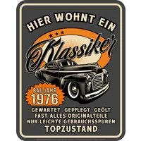 LOBO NEGRO® Metallschild als Geschenk oder Deko zum 50. Geburtstag: Oldtimer Jahrgang 1976