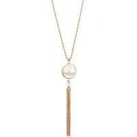 KARMA Lange Kette Damen Perlenkette lang 71 cm Silber od. Gold (Geschenk für Frauen, 1-tlg., Perlen Damenhalskette modern), Kette Pulloverkette