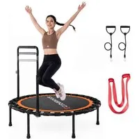 CITYSPORTS Fitnesstrampolin Mini-Trampolin mit Haltegriff 3-fach höhenverstellbar, Ø101cm, mit elastischem Bandsystem, höhenverstellbarer Griff
