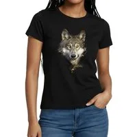 Spreadshirt T-Shirt Wolf Motiv Einsamer Wolf Husky Outdoor Geschenk Frauen T-Shirt (1-tlg) Slim Fit, fällt klein aus