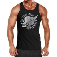 Neverless Tanktop Herren Tank Top Motorrad Biker Totenkopf Skull Wings Vintage mit Print