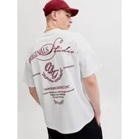 Jack & Jones Rundhalsshirt JORSANREMO TYPO TEE SS CREW NECK LN Baumwollmischung, locker geschnitten