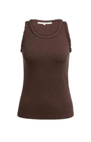 Yaya - Top mit geflochtenen Details braun - Gr. - M