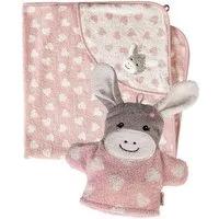 Sterntaler® Badetücher Multipack Frottee ESEL Emmi Girl, Frottee (1-St), Set bestehend aus Kapuzenbadetuch und 2 in 1 Spiel-Waschhandschuh.