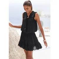 Buffalo Strandkleid aus weich fließender Crepequalität mit Rüschendetails luftiges Sommerkleid, kurzes Webkleid, Minikleid mit Volants,Festival