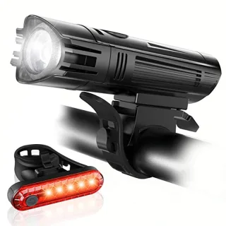Bicycle Lights Set Powerful Front and Rear Taillight LED USB Rechargeable Waterproof Cycling Flashlight Bike Headlight L