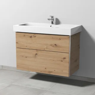 Sanipa 3way Waschtischunterbau zu Geberit iCon Waschtisch mit 2 Auszügen, Eiche Natural-Touch BR65285