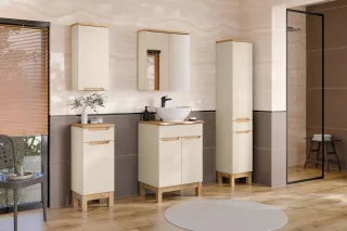 Badmöbel Set 5-tlg Badezimmerset DEVI Cashmere Schrank 60cm ohne Waschtisch