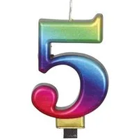 Fiestas Guirca Geburtstagskerze Zahlenkerze 5 Regenbogen