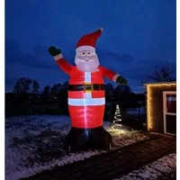 Spetebo Weihnachtsmann XXL LED Weihnachtsmann selbst aufblasbar 400 cm (Stück, 1 St., XXL Weihnachtsmann), Riesen Nikolaus Garten Dekoration beleuchtet