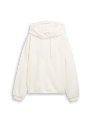 Tom Tailor - T-shirt hoody corduroy structure Whisper White - Gr. - XL