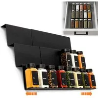 Refined Living Gewürzregal 6 Stk Gewürzregal Schublade Gewürz Schubladeneinsatz Gewürz Organizer, Verstellbar von 23 cm bis 46 cm, Gewürzaufbewahrung, Kücheorganizer 6-tlg., Erweiterbares Gewürzeinsatz für Küche, Arbeitsfläche, Schrank, Regal