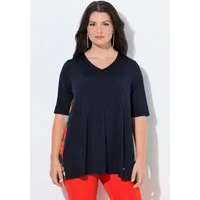 Ulla Popken T-Shirt Slinky-Shirt Godetfalte A-Linie V-Ausschnitt