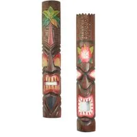 Oriental Galerie Dekofigur 2er Deko Masken Set aus Holz Tiki 100 cm (1 St), Holz Tiki Bar zum aufhängen