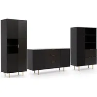 Marmex Möbel Wohnzimmer-Set NUBIA SET 09 Wohnzimmer-Set Regal Kommode Standregal, (3-St)