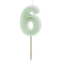 partydeco Geburtstagskerze Zahlenkerze #6, 6 cm Grün