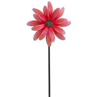 Dehner Gartenstecker Blume, Dekostab, Ø 25.5 cm, Höhe 115 cm, Eisen, lila floraler Gartenstecker mit Windspiel, frostbeständig