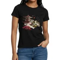 Spreadshirt T-Shirt Japanische Tempelromantik Mit Blütenzauber Frauen T-Shirt (1-tlg)